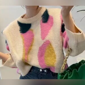 Bluivy Multi Color Oversized Fuzzy Sweater